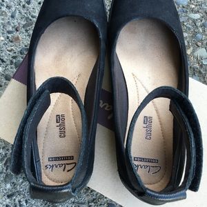 Clark’s flats with ankle straps